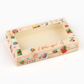 Коробка 20х12х4 см с окном &quot;Новогодняя почта&quot;