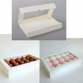 Коробка универсальная 26х15х4 см с окном, белая