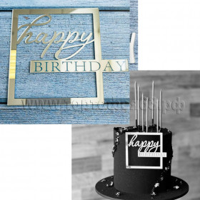 Декор из акрила &quot;Happy Birthday&quot; в рамке, Серебро