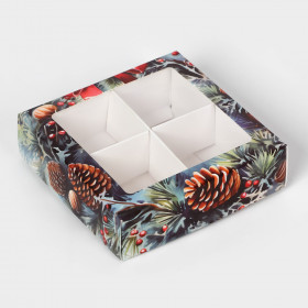 Коробка для 4 конфет с окном &quot;Зимняя сказка&quot;  