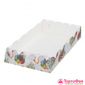 Коробка 20х12х3,5 см с прозрачной крышкой "Пасха"