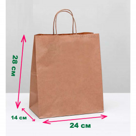 Крафт пакет бумажный Стандарт, 24*18 см (глубина 14 см), 1 шт