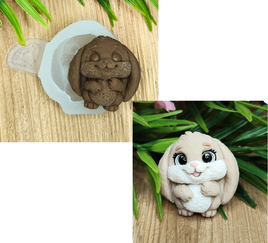 Молд силиконовый "Зайка" 4см (подходит в ячейку для конфет)