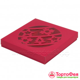 Коробка для 8 конфет + плитка с окном &quot;Новогодний шар&quot;, красная