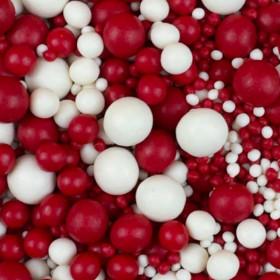 Шарики рисовые в глазури. Красные/белые 2-13 мм, 25 гр    