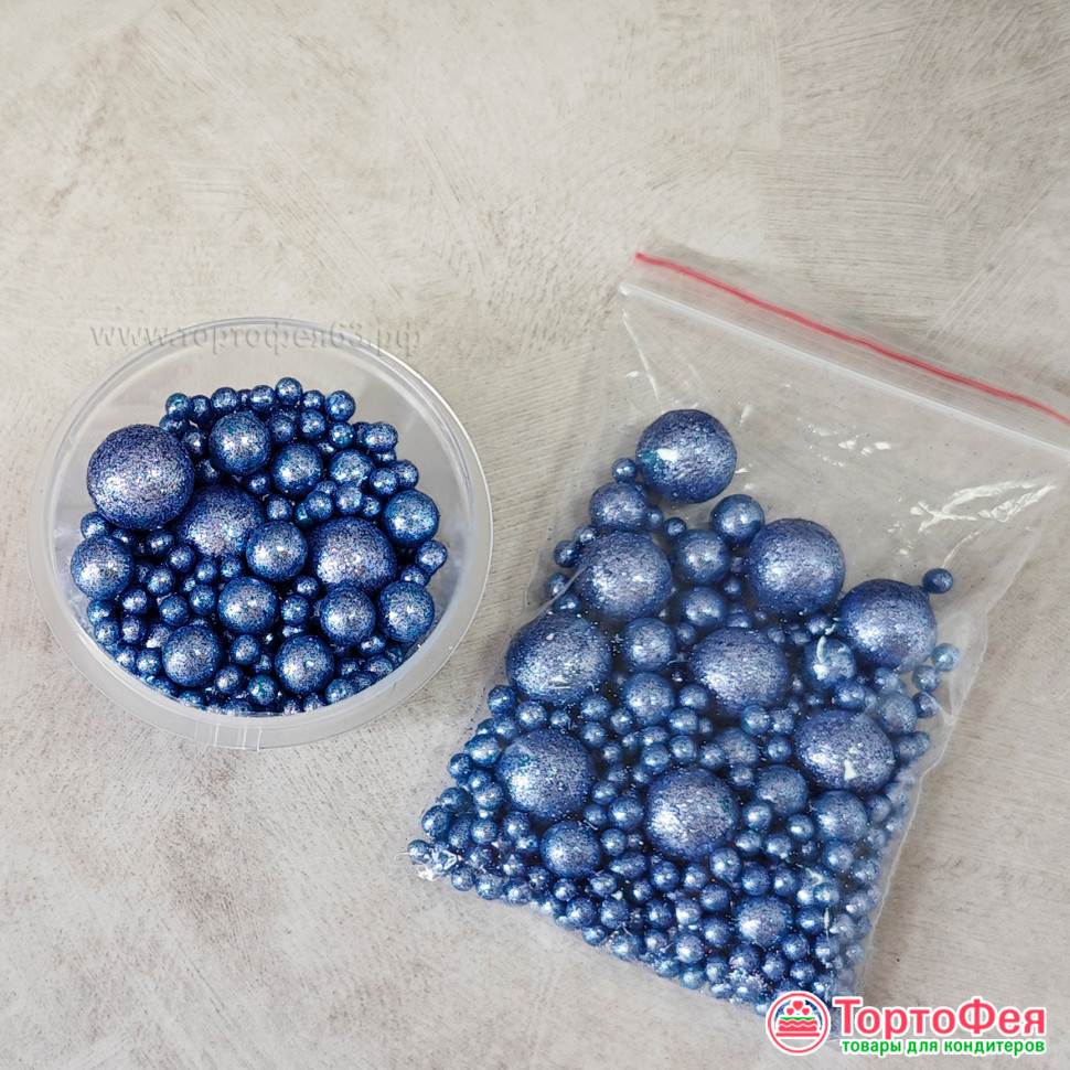 Шарики рисовые в глазури. Блеск Светло-Синий 2- 13/ 20 гр