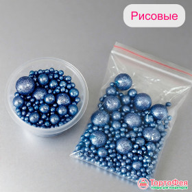 Шарики рисовые в глазури. Блеск Светло-Синий 2- 13 / 20 гр       