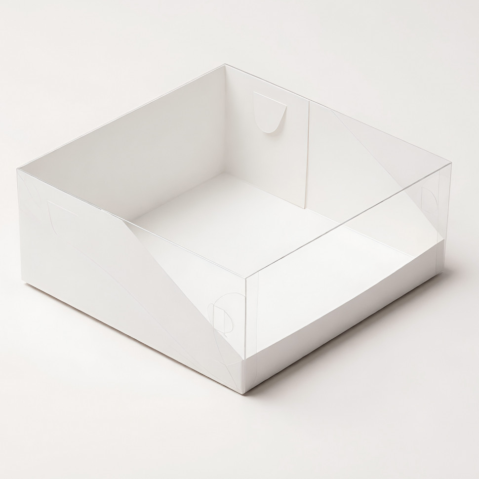 Коробка для торта 23,5х23,5х10 см с прозрачной крышкой