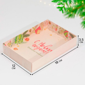 Коробка для прян. 17х12х3 см с прозрач.крышкой &quot;С Новым годом&quot; 