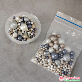 Шарики рисовые в глазури.Блеск &quot;Дымка&quot; 2-13 мм, 20 гр         