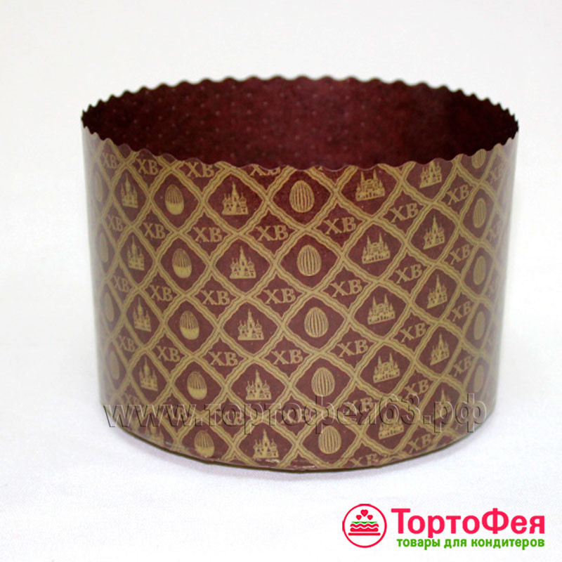 Форма бумажная Кулич "ХВ" 500-550 гр (13,4*9,5 см) / 10 шт  