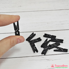 Прищепки-мини декоративные 2,5 см, Черные / 10 шт   