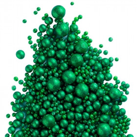 Шарики рисовые в глазури. Блеск "Зеленый" 2-13 мм, 20 гр       