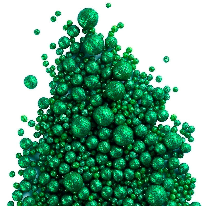 Шарики рисовые в глазури. Блеск "Зеленый" 2-13 мм, 20 гр