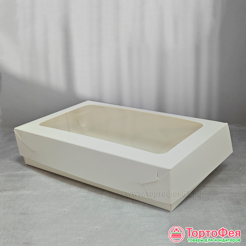 Коробка универсальная 24х14х5 см с окном, белая